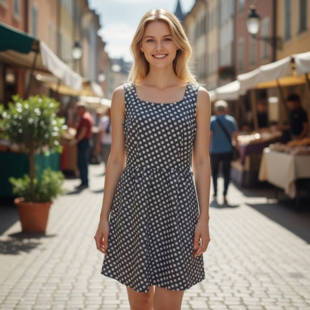 The Limited | Women’s grey and white polka dot sleeveless party dress, size 4